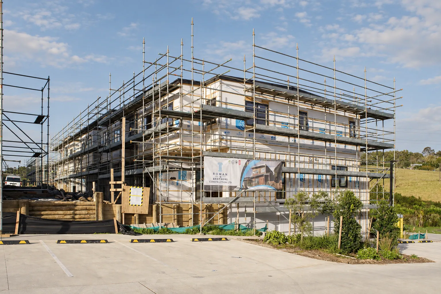 Flat Bush: Building enclosure, AI-retouched official project site photograph