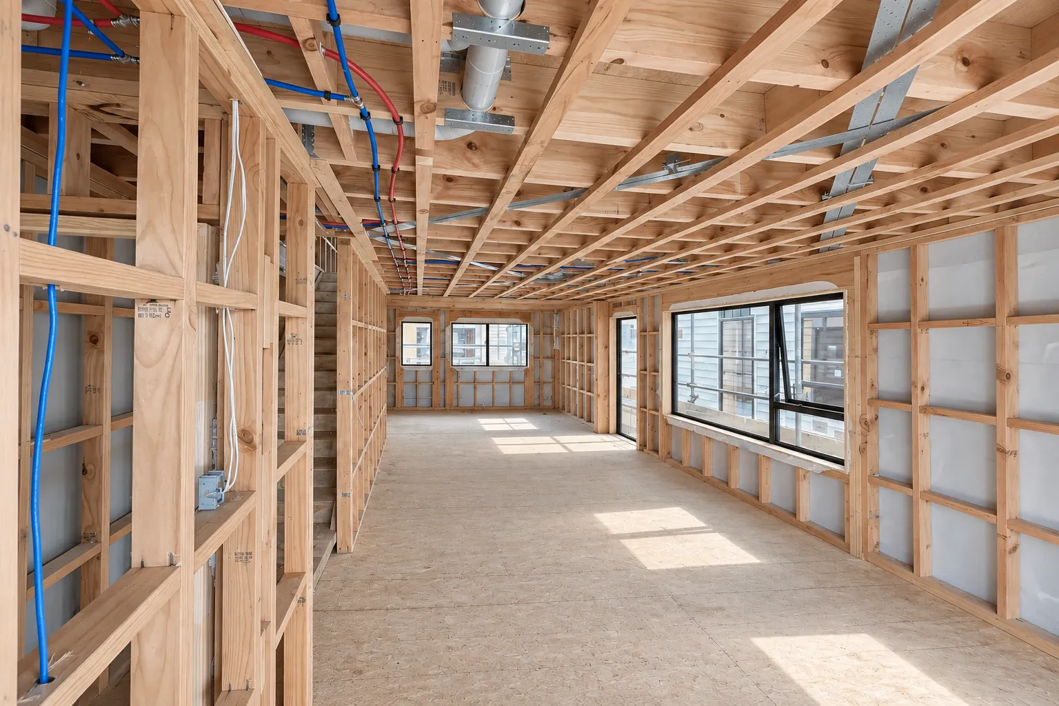 Mt Wellington: Timber framing & services, AI-retouched official project site photograph